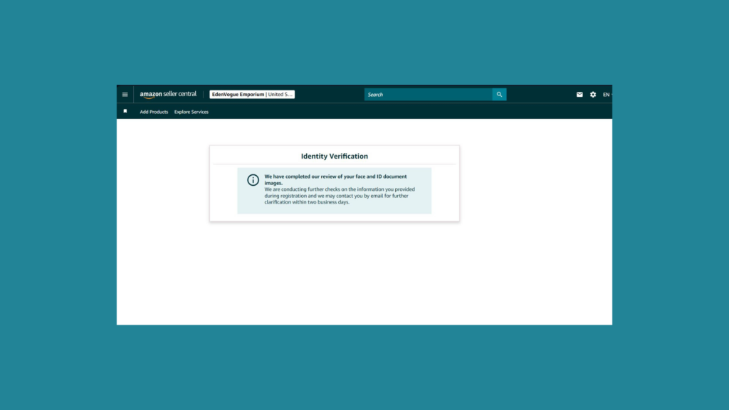 Verify Your Identity amazon seller central account