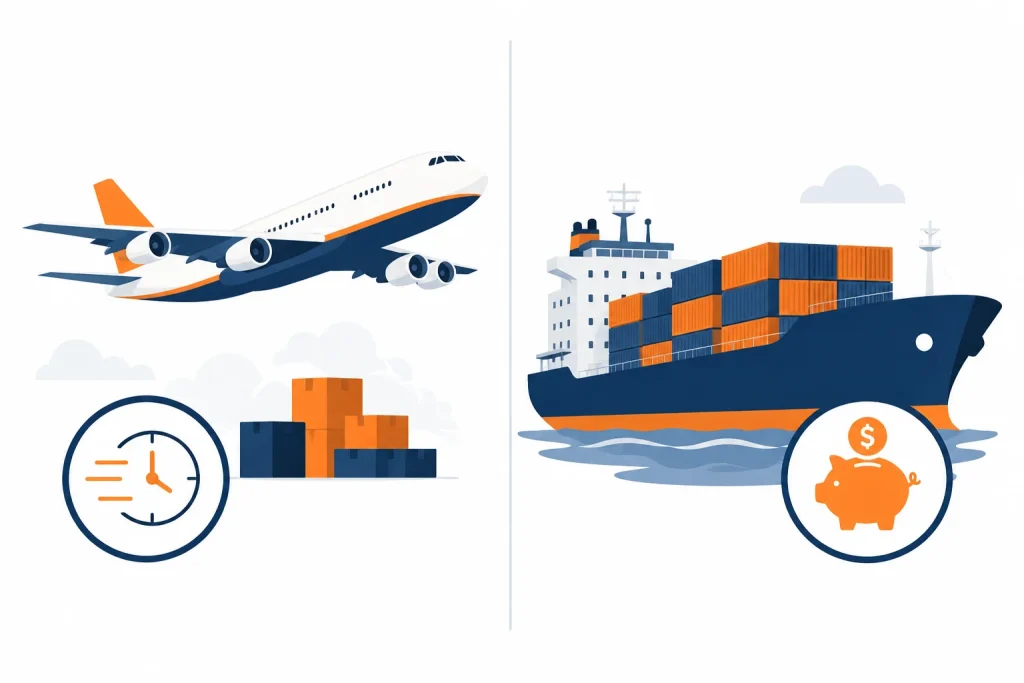 Amazon Global Logistics AGL air freight versus ocean freight comparison