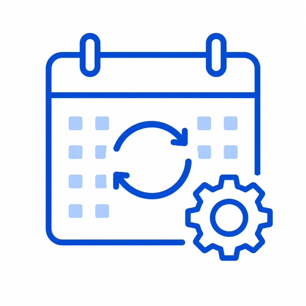Calendar and settings icon representing monthly shipping template reviews