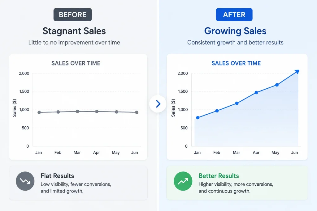Before and after comparison of sales performance after applying Brand Analytics insights
