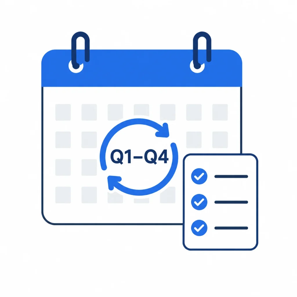 Calendar icon representing a quarterly KPI review habit