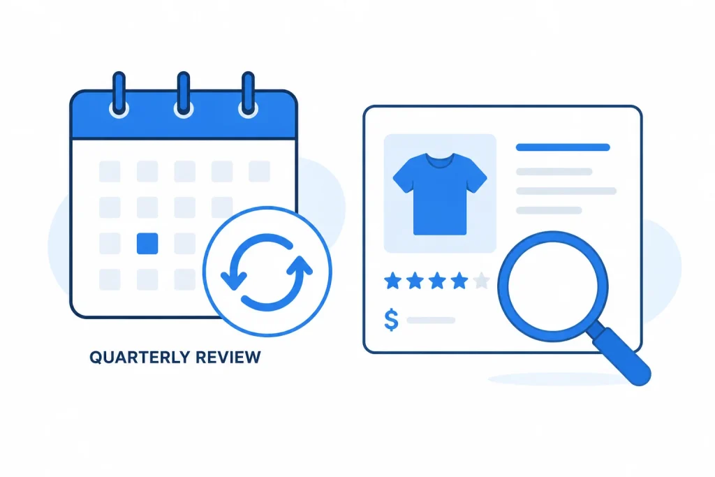 Calendar icon representing quarterly review of Amazon catalog listings (1)