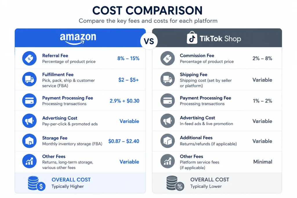 Comparison graphic showing typical seller fees on each platform