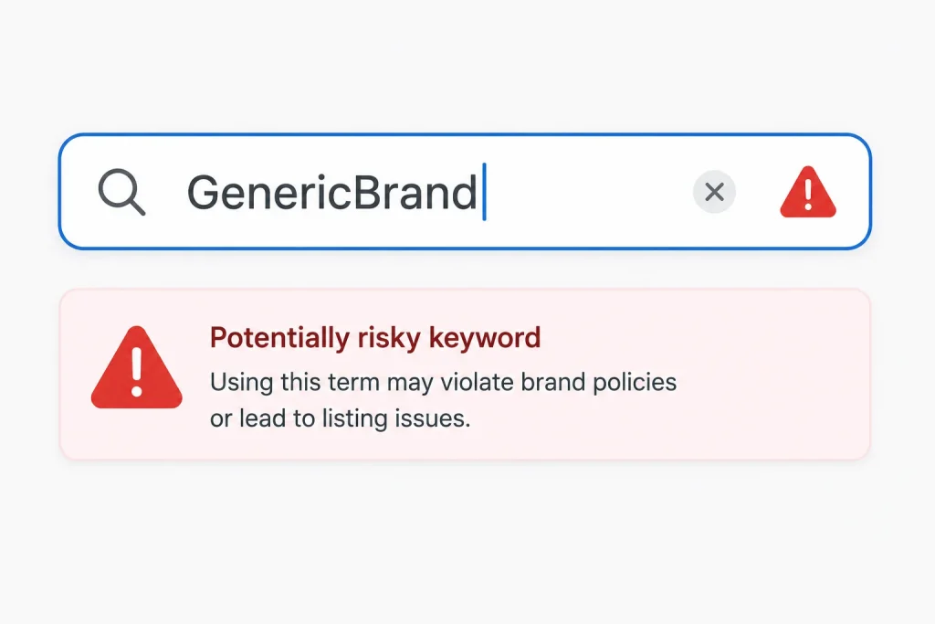 Illustration of the risk of using another brand's name as a search keyword on Amazon