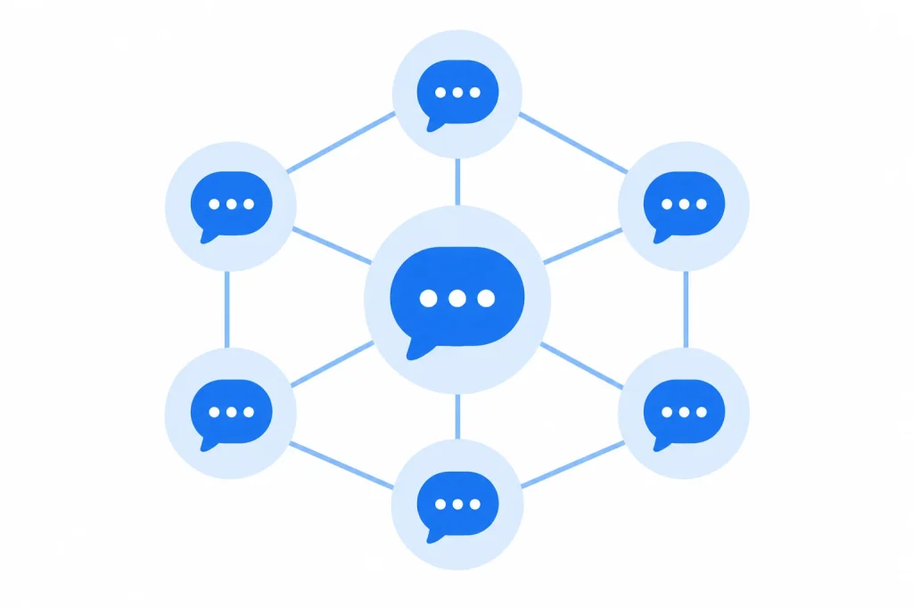 Illustration representing a community discussion forum for sellers