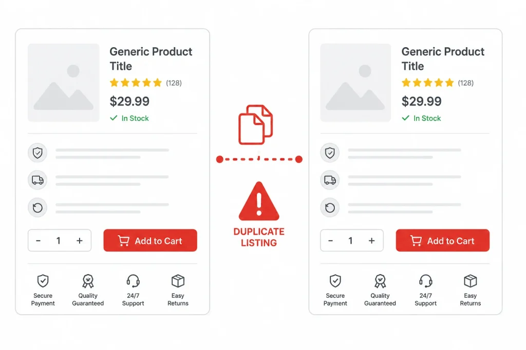 Illustration showing the risk of copying A+ Content or listing content from another seller
