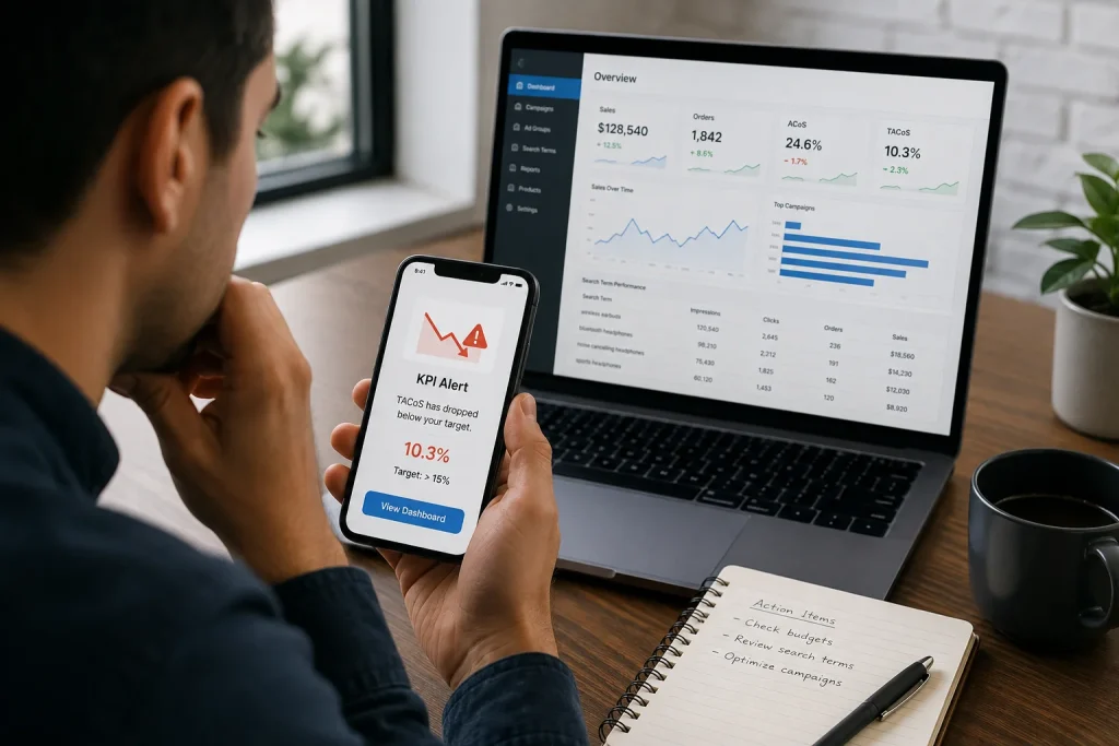 Seller receiving an automated alert about a dropping Amazon KPI (1)