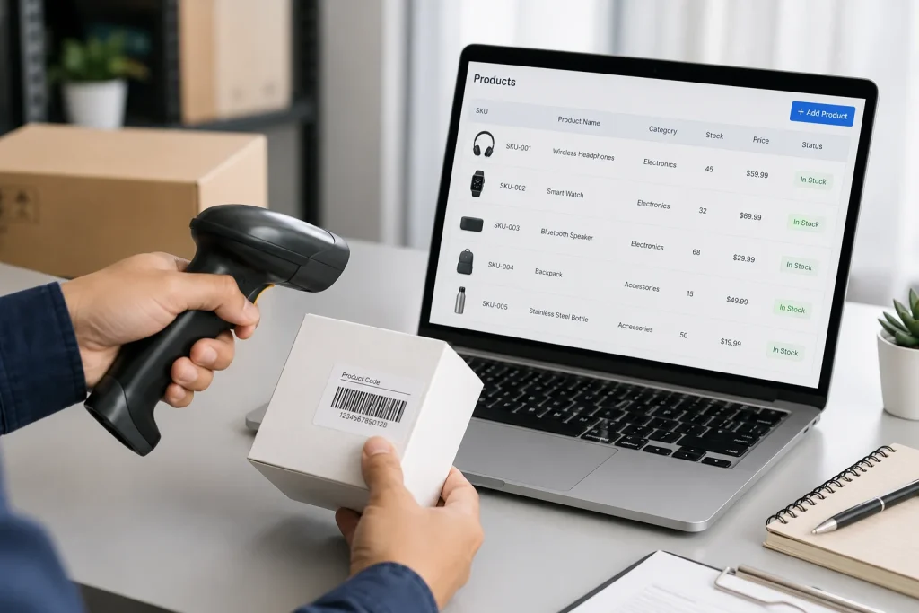 Seller scanning a product to list and track inventory in one workflow