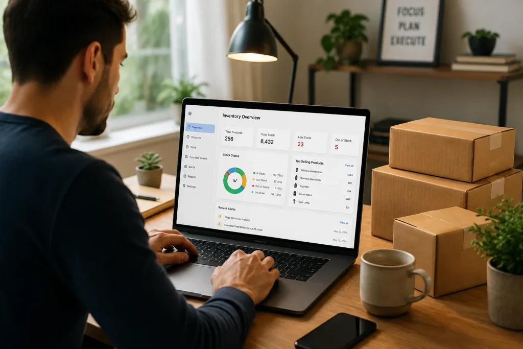 Small Amazon seller using a simple inventory management dashboard