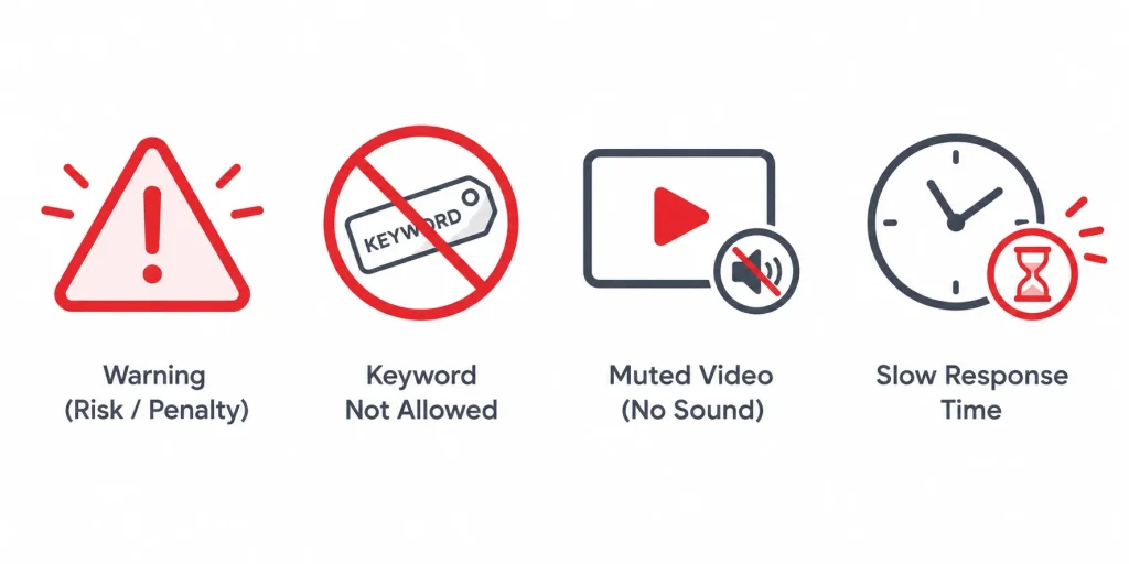 Icons representing common Amazon SEO mistakes to avoid in 2026