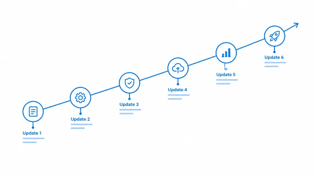Timeline representing continuous updates to Amazon's search algorithm